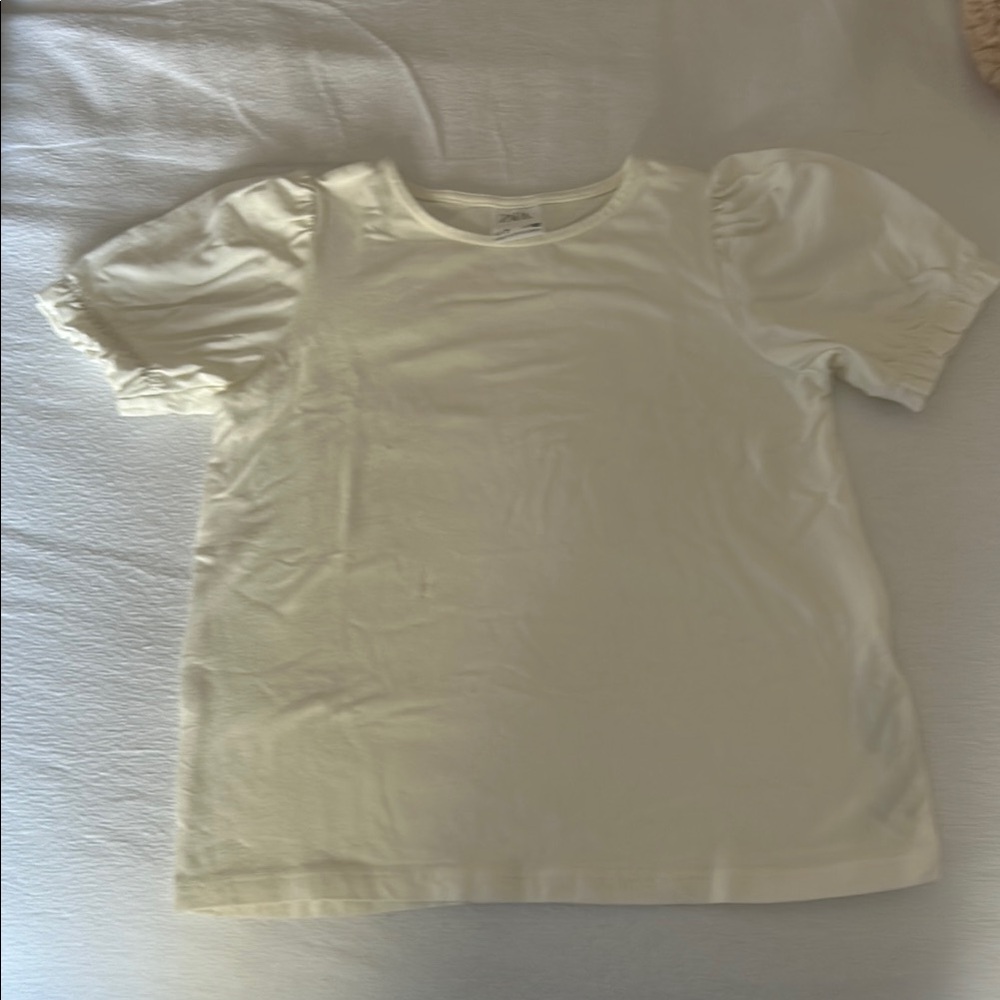 Zara Girls Cream Puff Sleeve Top